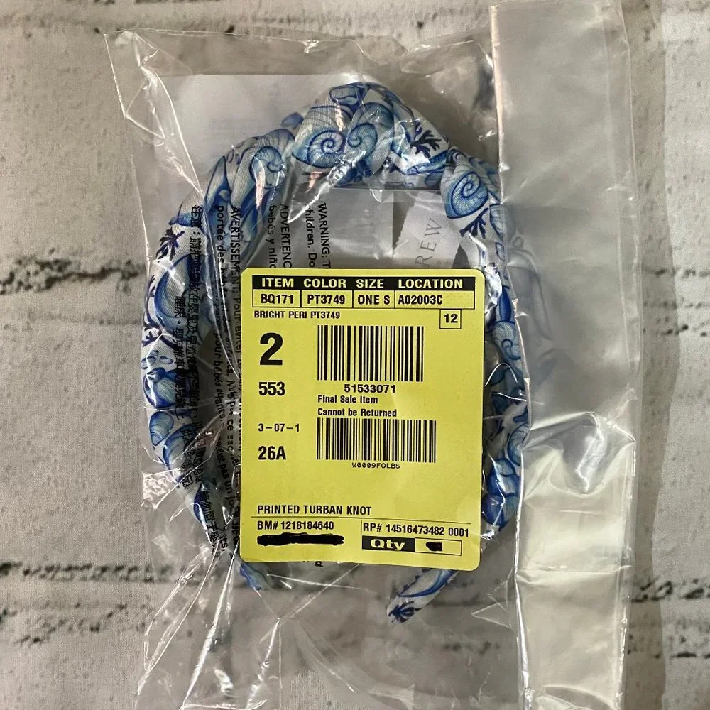 J. Crew Printed knot headband